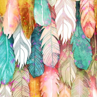 Feather Designs For Background   Flight Of Feathers Painted 